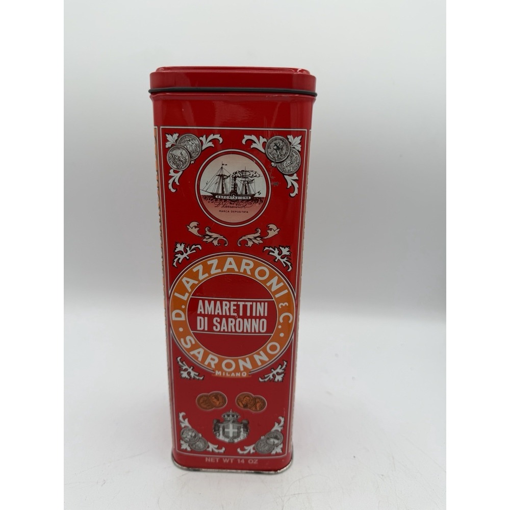 🍪 Lazzaroni Amarettini Di Saronno Collectible Tin – EMPTY Decorative Tin 🍪‎